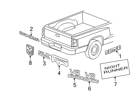 2007 Dodge Dakota Exterior Trim - Pick Up Box Spoiler-TAILGATE Diagram for 55112457AB