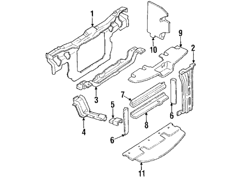 1994 Chevrolet Lumina APV Radiator Support Bracket-Headlamp & Front End Fascia Mount Panel Center Diagram for 10253756