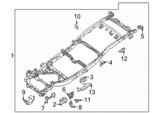 2022 Nissan Frontier Frame & Components BRACKET ASSY-CAB MOUNTING, 2ND LH Diagram for 95121-9BU0A