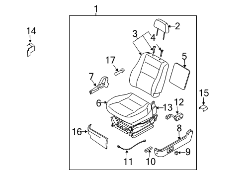 2006 Kia Sorento Power Seats Pole Guide Assembly Diagram for 0K31A88245CY
