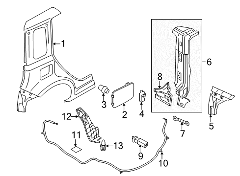 2011 Nissan Cube Quarter Panel & Components Protector-Filler Diagram for 78816-1FA0A