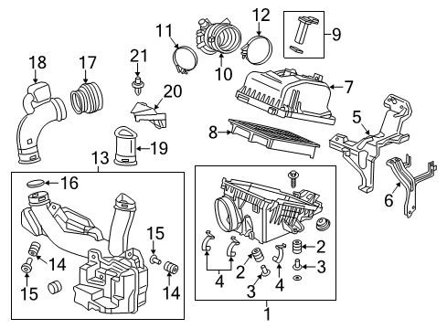 2013 Acura ILX Filters Cover, Air Cleaner Diagram for 17210-R1P-U01