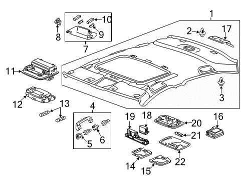 2016 Honda Accord Interior Trim - Roof Switch Assy., Sunroof & Map Light *NH167L* (GRAPHITE BLACK) Diagram for 35830-T3L-A31ZC