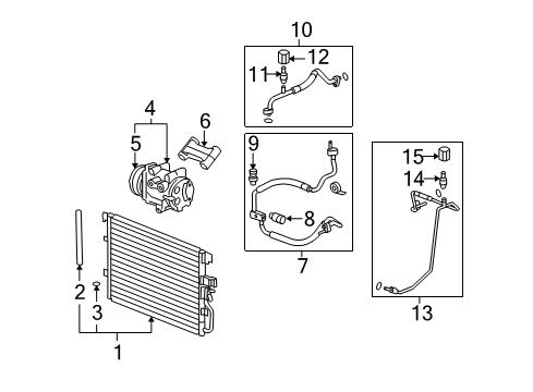 2008 Pontiac Torrent A/C Condenser, Compressor & Lines Air Conditioner Compressor Diagram for 19130251