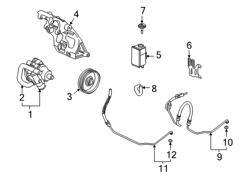 2004 Cadillac XLR P/S Pump & Hoses, Steering Gear & Linkage Reservoir Asm-P/S Fluid Diagram for 10371822