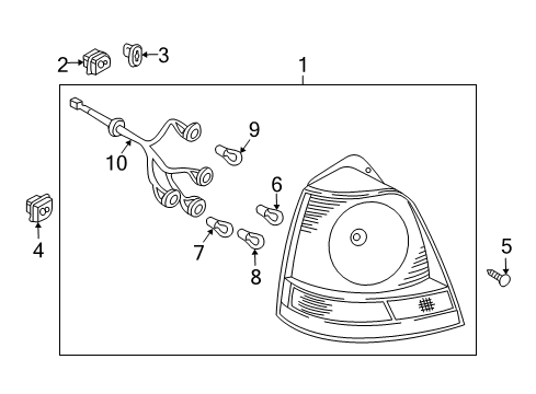 2003 Kia Sorento Bulbs Bulb Holder & Wiring Assembly Diagram for 924193E030
