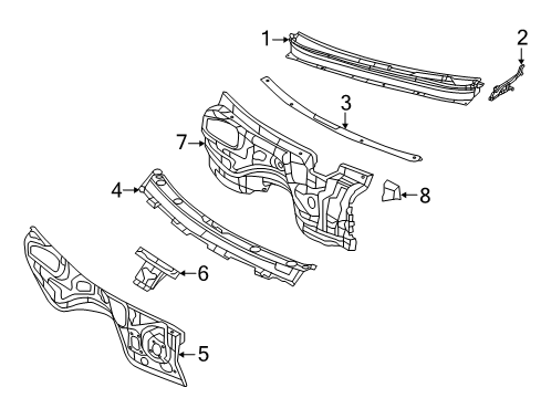 2014 Jeep Grand Cherokee Cowl Grille-COWL Top Diagram for 55079197AH