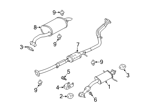 2003 Kia Rio Exhaust Components MUFFLER Assembly-Center(FRO Diagram for 28650FD300