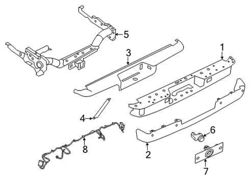 2021 Nissan Titan Bumper & Components - Rear Sensor Unit-Distance Diagram for 28438-9UF1A