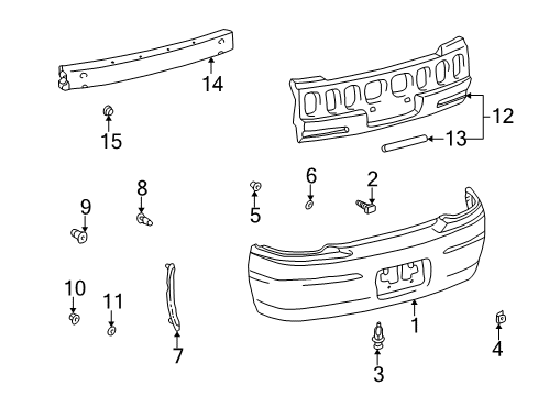 2000 Toyota Solara Rear Bumper Side Support Diagram for 52575-AA020