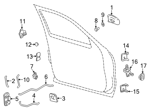 2006 Chevrolet Silverado 1500 Front Door - Lock & Hardware Handle, Outside Diagram for 15107653