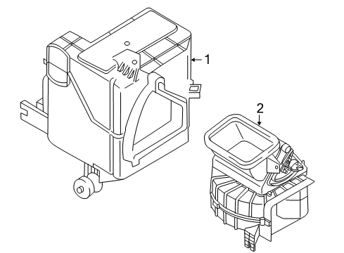 2002 Kia Rio Blower Motor & Fan Blower Unit-W/O Core Diagram for 0K30A61145A