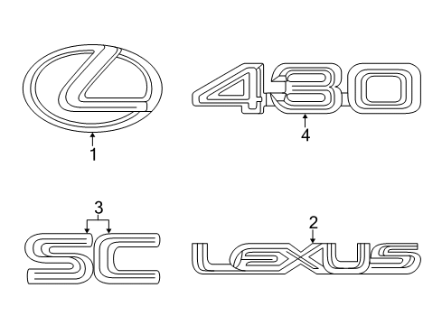 2006 Lexus SC430 Exterior Trim - Trunk Lid Luggage Compartment Door Name Plate, No.1 Diagram for 75441-24050