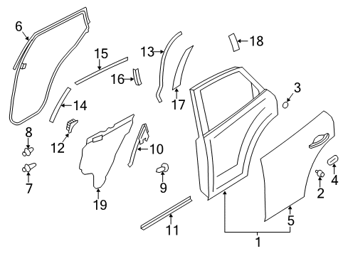 2011 Infiniti EX35 Rear Door Cover-Sash Inner, LH Diagram for 822D5-JK00A