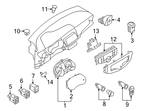 2021 Nissan Kicks Cluster & Switches, Instrument Panel Switch Assy-Sonar Diagram for 25989-5SA0A