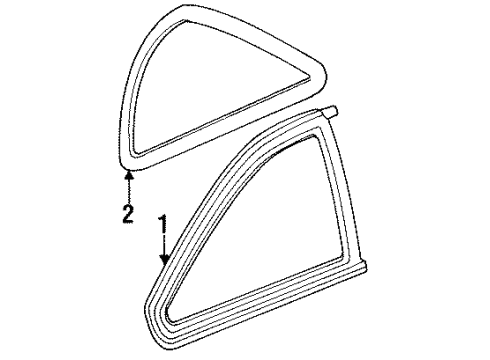 1995 Honda Accord Quarter Panel - Glass & Hardware Trim, Quarter Window Diagram for 73541-SV2-003