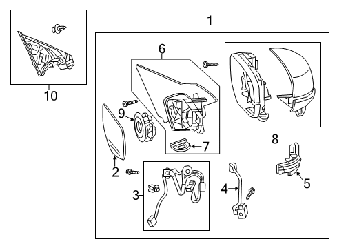 2014 Honda Accord Lane Departure Warning Mirror Assembly, Passenger Side Door (Tiger Eye Pearl) (R.C.) (Heated) Diagram for 76200-T3L-A62ZA