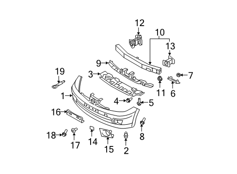 2011 Nissan Versa Front Bumper FINISHER-Front FASCIA, LH Diagram for 62257-EM30B