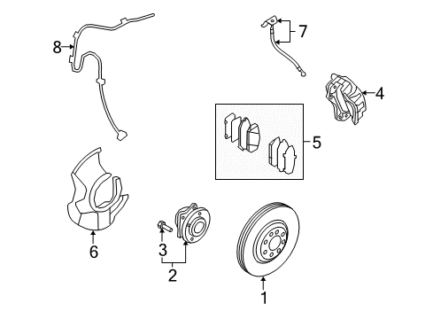 2008 Hyundai Veracruz Front Brakes Hose-Brake Diagram for 58732-3J000