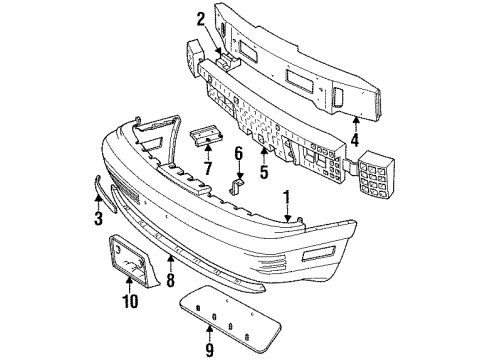 1989 Ford Thunderbird Front Bumper Absorber Bracket Diagram for F4ZZ-17C972-A
