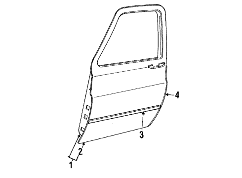 1989 GMC V3500 Front Door Guard-Door Edge LH Diagram for 14072891