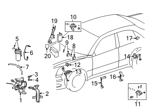 2002 Lexus LS430 Auto Leveling Components Actuator, Absorber Control Diagram for 89241-30041