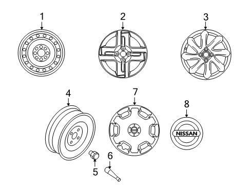 2011 Nissan Cube Wheels, Covers & Trim Aluminum Wheel Diagram for D0300-1FC2B