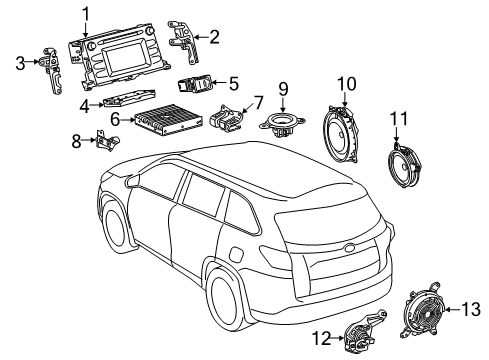 2015 Toyota Highlander Sound System Rear Door Speaker Diagram for 86160-0C140