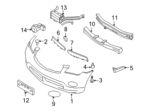 2010 Infiniti EX35 Cruise Control System FINISHER-Front Bumper FASCIA, RH Diagram for 62256-1BA2B