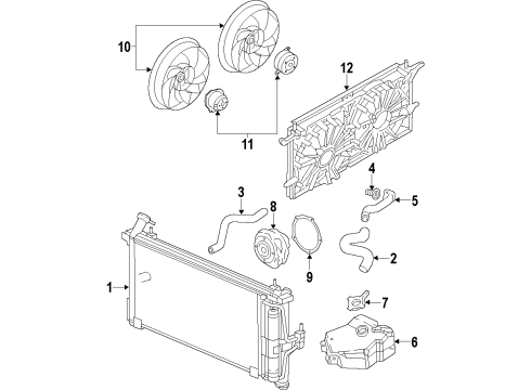 2014 Cadillac SRX Cooling System, Radiator, Water Pump, Cooling Fan Fan Shroud Diagram for 20883034