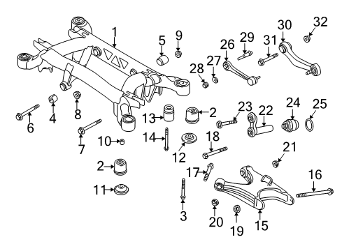 2001 BMW 740i Rear Suspension Components, Lower Control Arm, Upper Control Arm, Ride Control, Stabilizer Bar Rubber Mounting Front Diagram for 33171090389