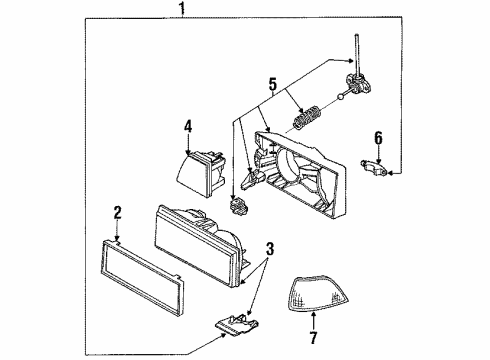 1990 Chevrolet Cavalier Headlamps Lens & Housing Asm-Headlamp Diagram for 16515320