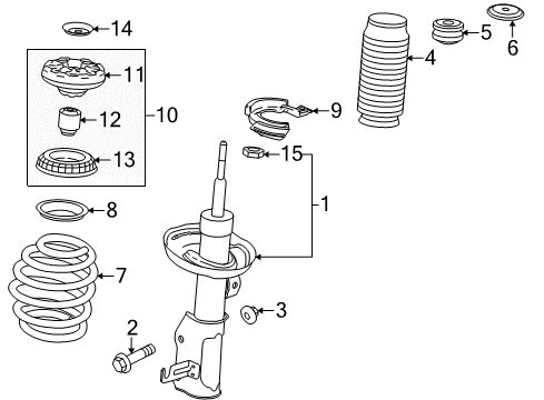 2013 Buick LaCrosse Struts & Components - Front Top Nut Diagram for 11569637