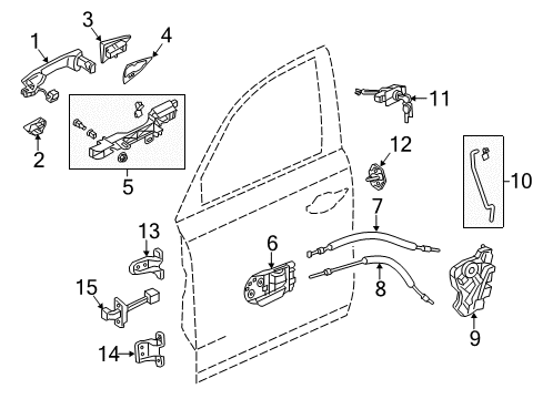 2016 Acura TLX Front Door Hinge, Left Front Diagram for 67450-TZ3-A03ZZ