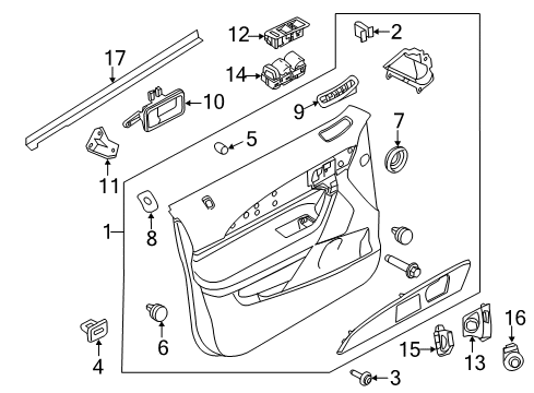 2012 Lincoln MKX Front Door Switch Bezel Diagram for BA1Z-14527-AA