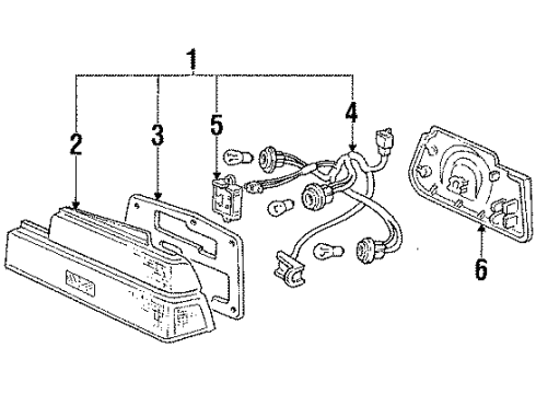 1985 Honda Prelude Tail Lamps Lens & Housing, L. Diagram for 33551-SF0-671