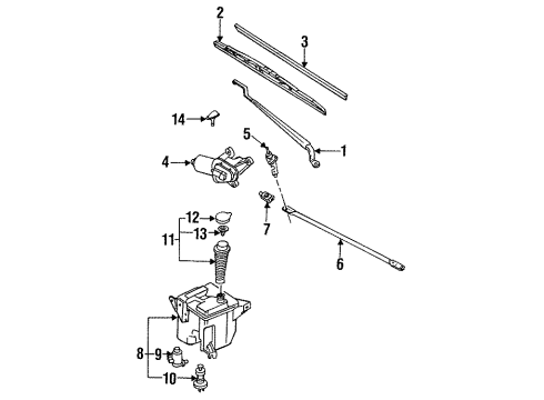1987 Nissan Pulsar NX Wiper & Washer Components Windshield Wiper Arm Assembly Diagram for 28885-84M01
