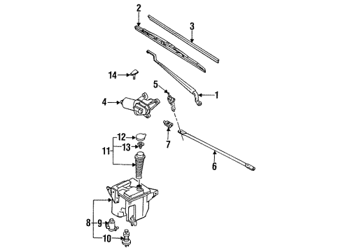 1987 Nissan Pulsar NX Wiper & Washer Components Pivot WIPER NO. 1 Diagram for 28850-84M01
