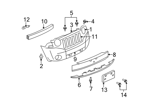 2010 Jeep Compass Front Bumper RIVNUT-RIVET Nut Diagram for 6104885AA