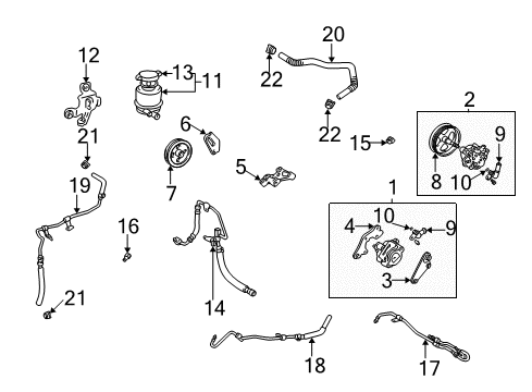 2006 Toyota Camry P/S Pump & Hoses, Steering Gear & Linkage Bracket, Pump, Rear Diagram for 44442-07010