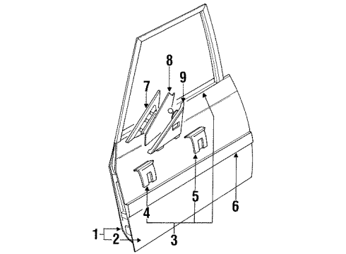 1992 Toyota Corolla Front Door Driver Side Mirror Assembly Outside Rear View Diagram for 87940-1A780