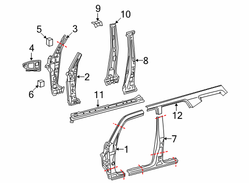 Diagram for 2022 Toyota 4Runner Center Pillar & Rocker, Hinge Pillar 