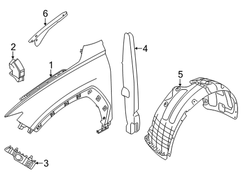 2022 Hyundai Santa Cruz Fender & Components GUARD ASSY-FRONT WHEEL, RH Diagram for 86812-K5000