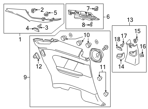 2015 Cadillac CTS Interior Trim - Quarter Panels Lock Pillar Trim Diagram for 22752068
