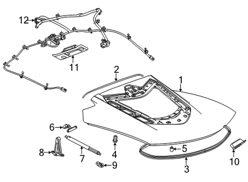 2020 Chevrolet Corvette Engine Lid & Components Engine Lid Diagram for 84819533