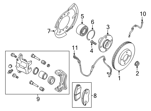 2018 Nissan Kicks Anti-Lock Brakes Hose Assy-Brake, Front Diagram for 46211-5RB0B