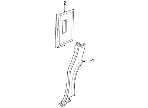 1992 Cadillac Fleetwood Interior Trim - Quarter Panels Panel-Trim Finish Rear Body Lock Pillar *Black Diagram for 20618554