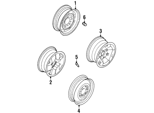 1991 Nissan D21 Wheels Spare Tire W/ Wheel Diagram for 40300-11G00