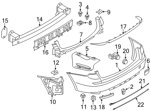 2015 BMW 550i GT Parking Aid Set, Mounts, Pdc Sensor, Rear Diagram for 51122350423