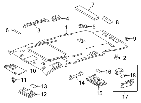 2019 Toyota RAV4 Interior Trim - Roof Map Lamp Assembly Diagram for 81240-35020-C1